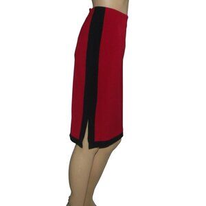 Worthington Skirt Womens Size 8 Red Black Colorblock Straight Knee Length lined